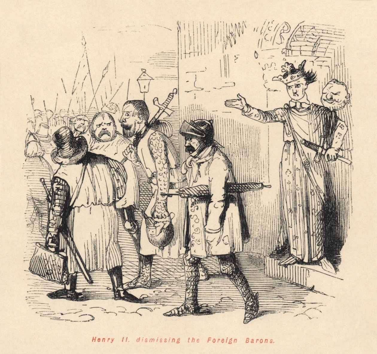 Henri II (1133-89) renvoyant les barons étrangers - English School