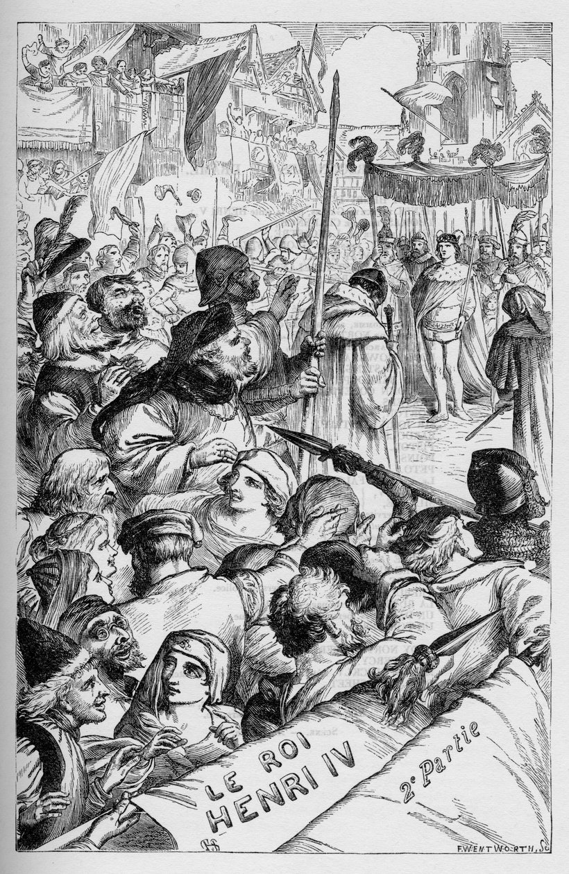 Henri IV - Illustration dans "Œuvres complètes de William Shakespeare" 1866 - Les illustrations et la forme générale de cette édition sont empruntées au Shakespeare illustré de Cassell, publié à Londres - English School