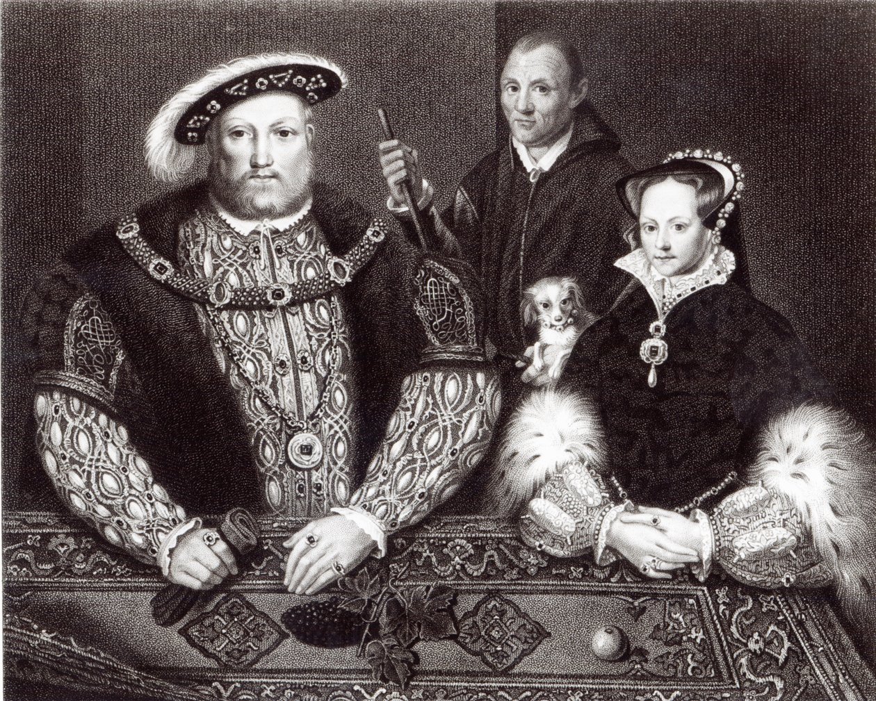 Henri VIII, sa fille la reine Marie et Will Somers, d