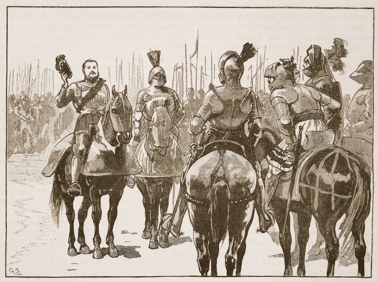 Henri et les officiers français capturés, illustration de Cassells Illustrated History of England - English School
