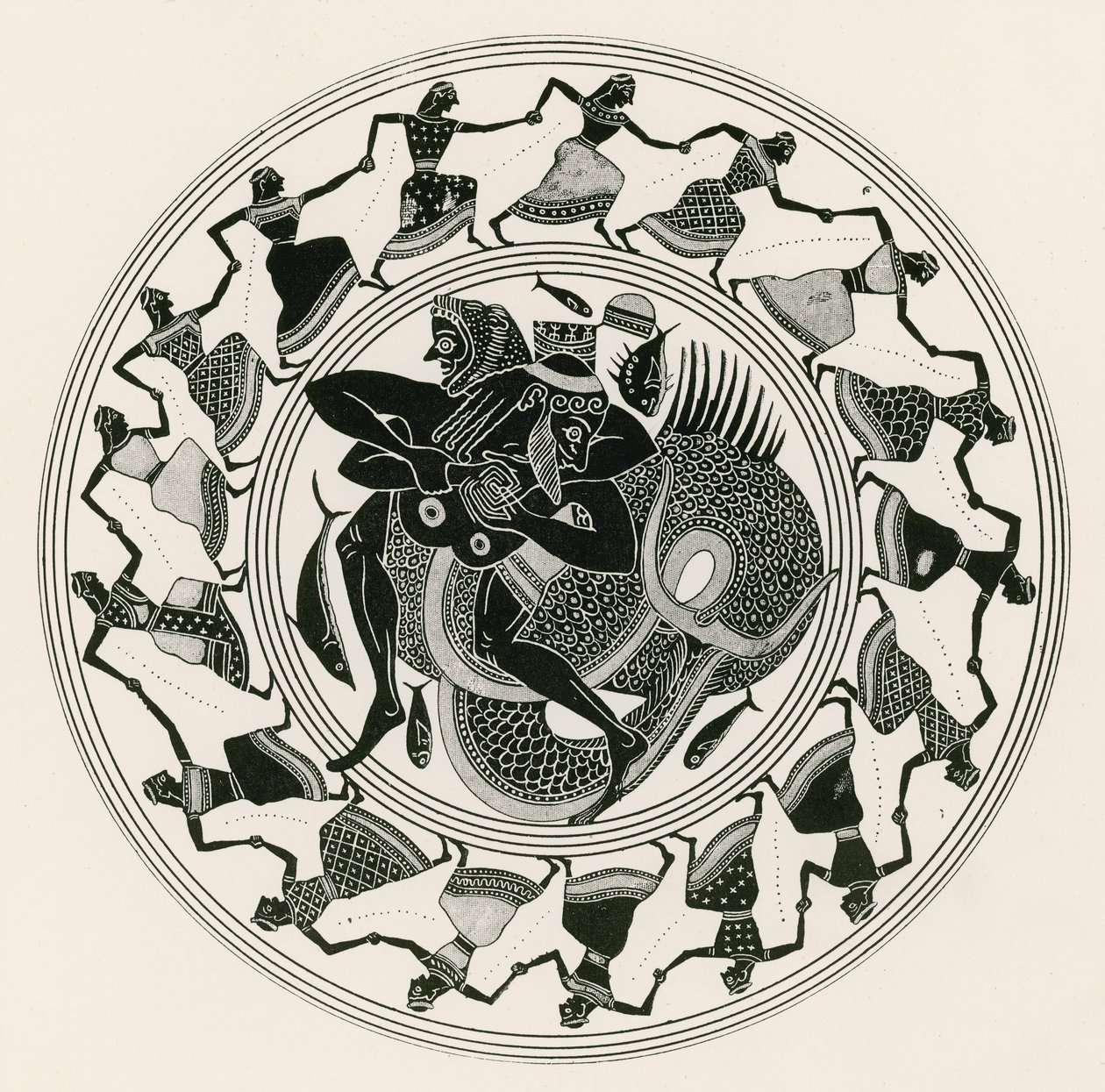 Héraklès luttant avec Triton (gravure) - English School