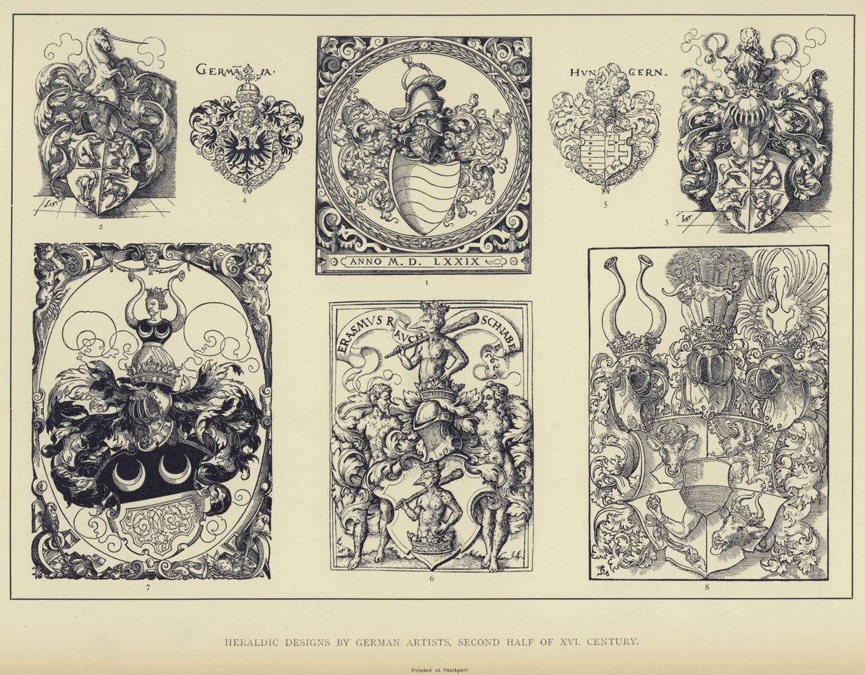 Dessins héraldiques réalisés par des artistes allemands, seconde moitié du XVIe siècle (lithographie) - English School