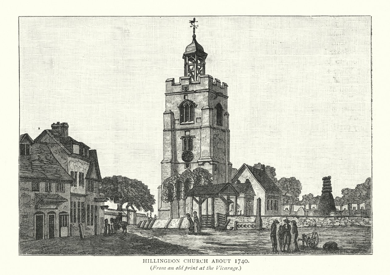 Église de Hillingdon vers 1740 (gravure) - English School