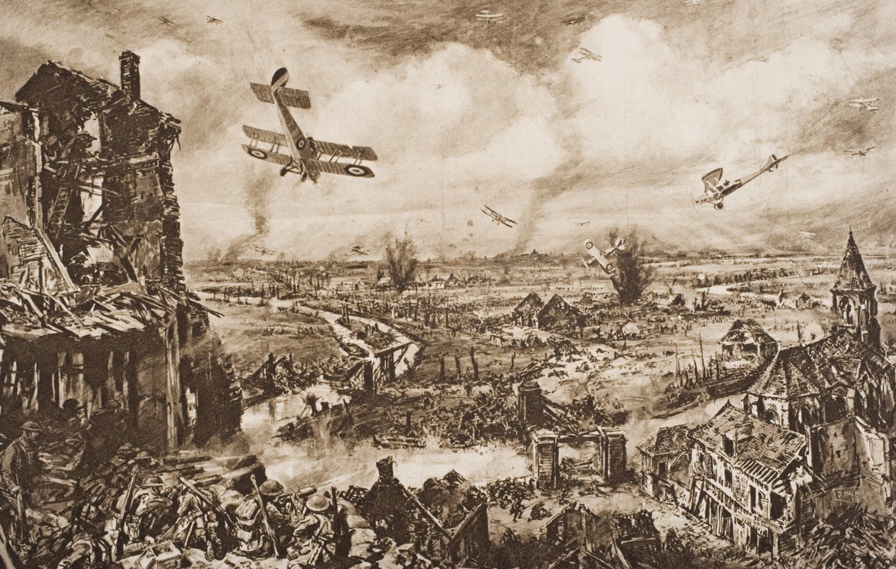 Résister à une attaque allemande, Armentières, Belgique, illustration de 