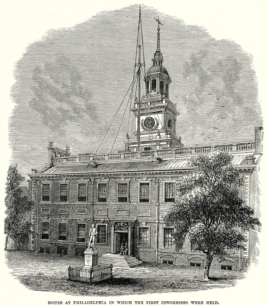 Maison de Philadelphie où se tinrent les premiers congrès (gravure) - English School