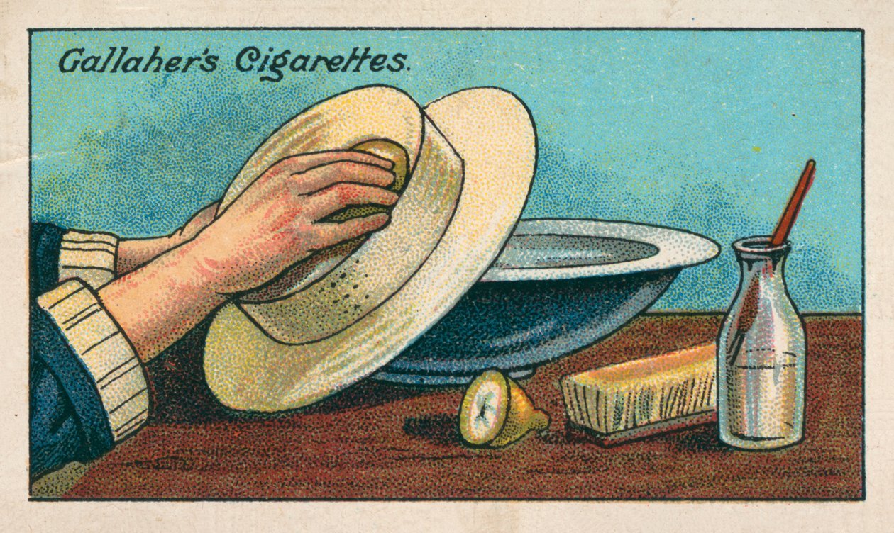 Comment nettoyer un chapeau de paille blanc (chromolitho) - English School