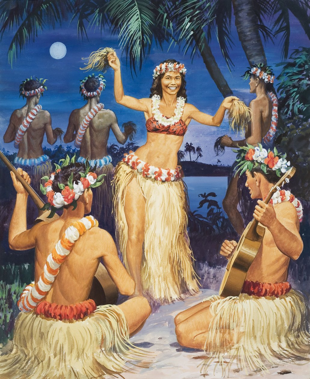 Hula ! (gouache sur papier) - English School