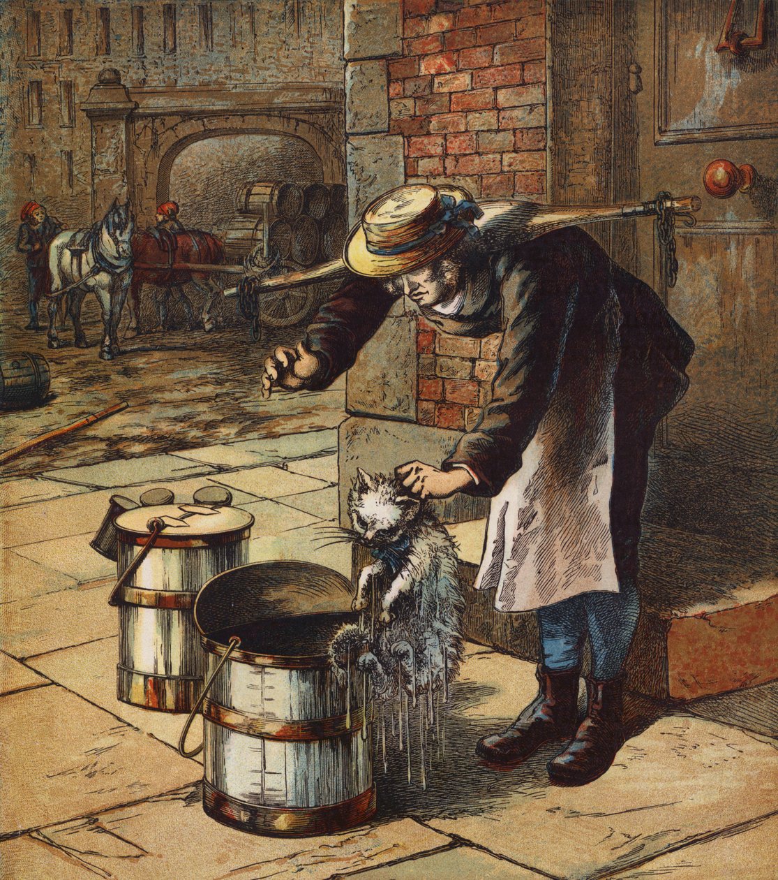 En grand danger (lithographie couleur) - English School