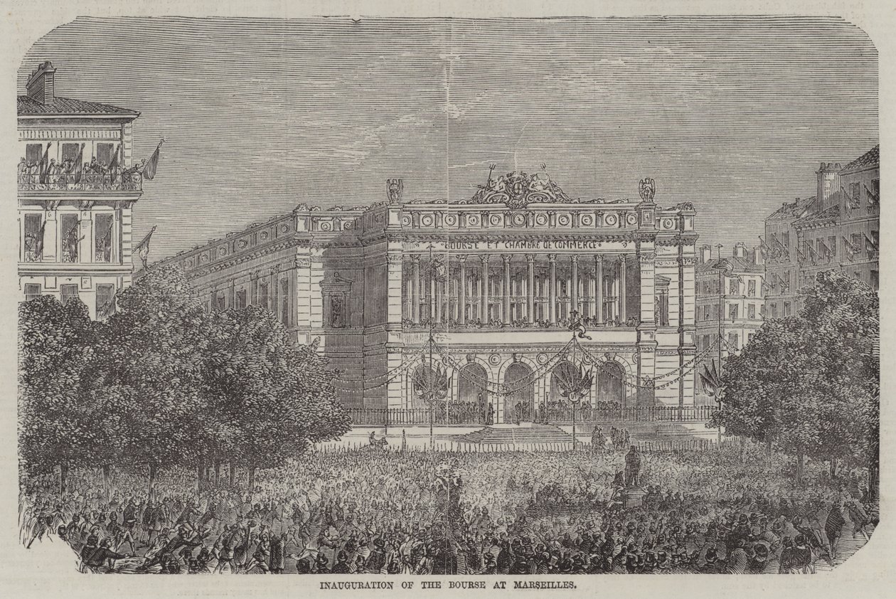 Inauguration de la Bourse de Marseille (gravure) - English School