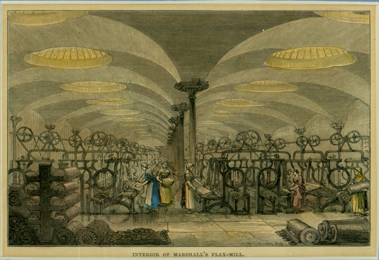 Intérieur de la filature de lin de Marshall, Leeds - English School