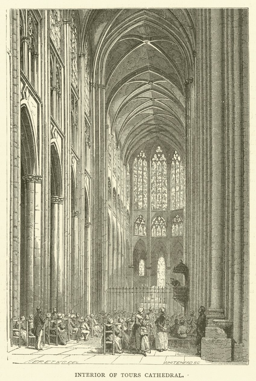 Intérieur de la cathédrale de Tours (gravure) - English School