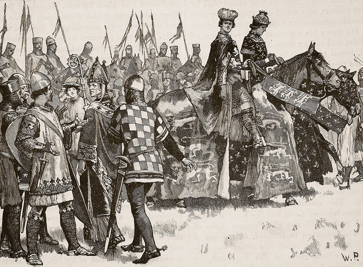 Entrevue entre Becket et le roi Henri, illustration de Cassells Illustrated History of England - English School