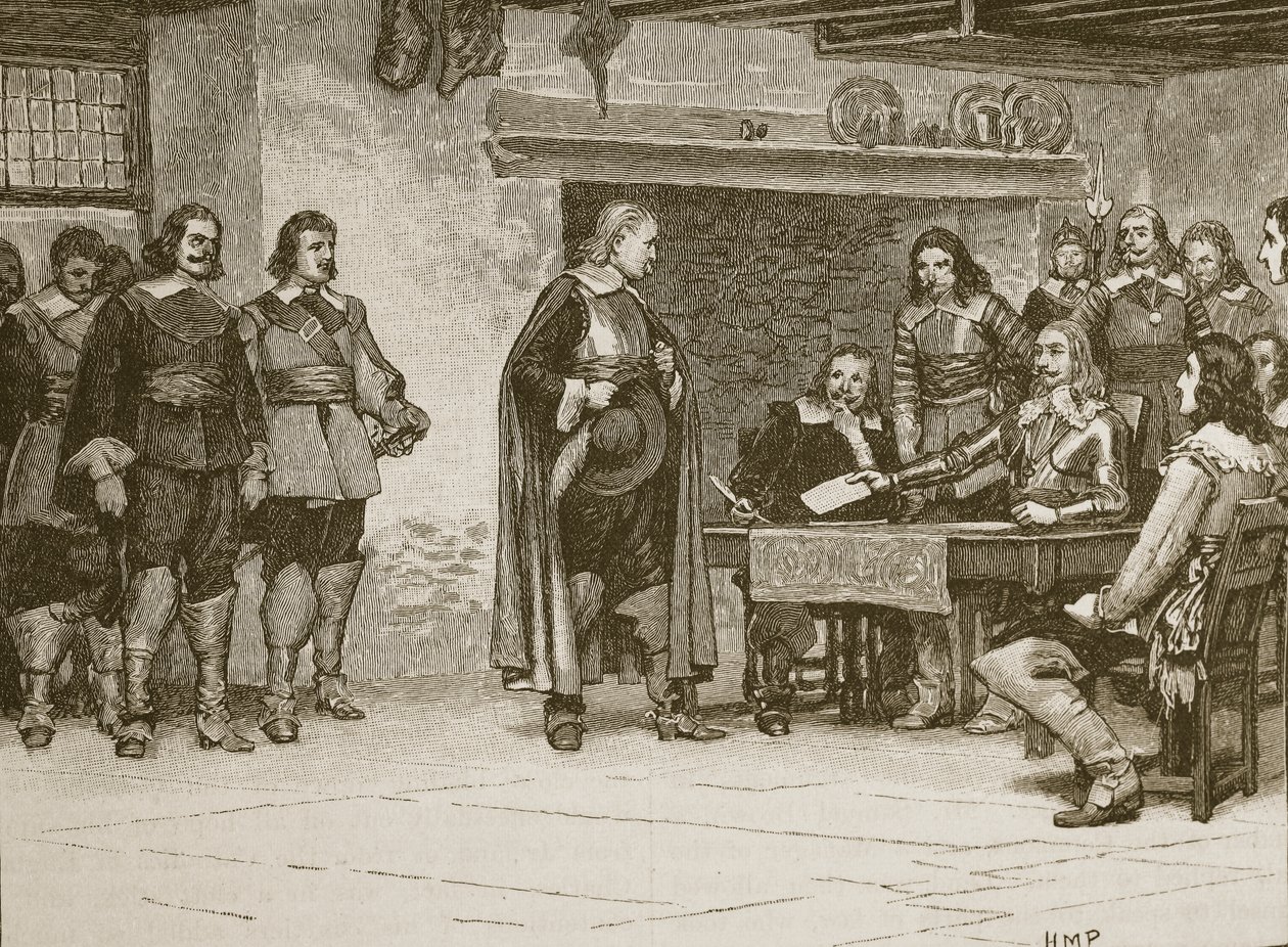 Entrevue entre Charles et le comte de Denbigh, illustration de Cassells Illustrated History of England - English School