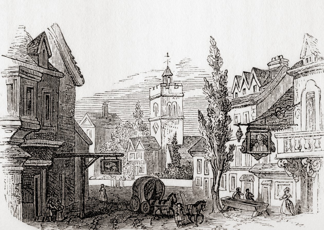 Islington, Grand Londres, Angleterre en 1760, de Old England: A Pictorial Museum, pub. 1847 - English School