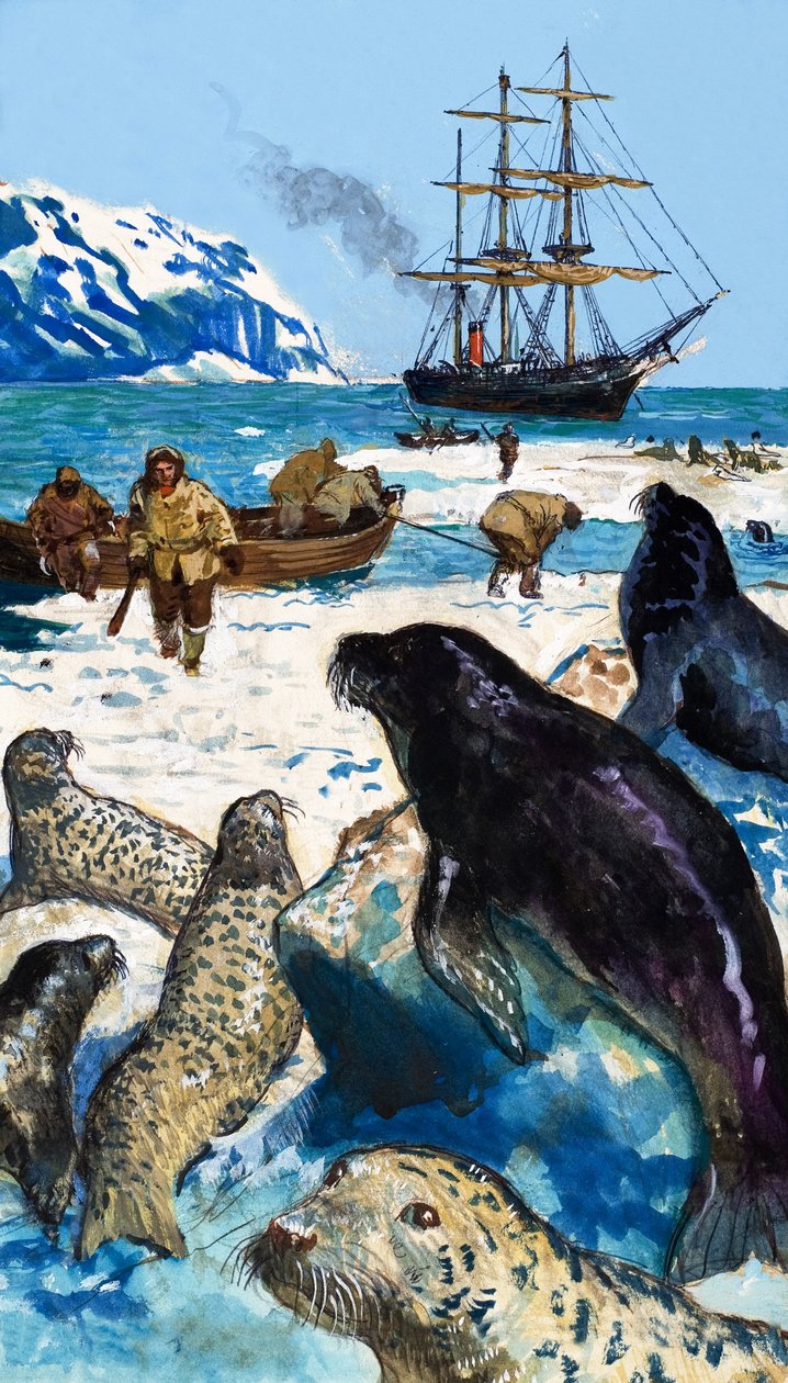 Jack London, extrait de "Un homme parmi les hommes" (gouache sur papier) - English School