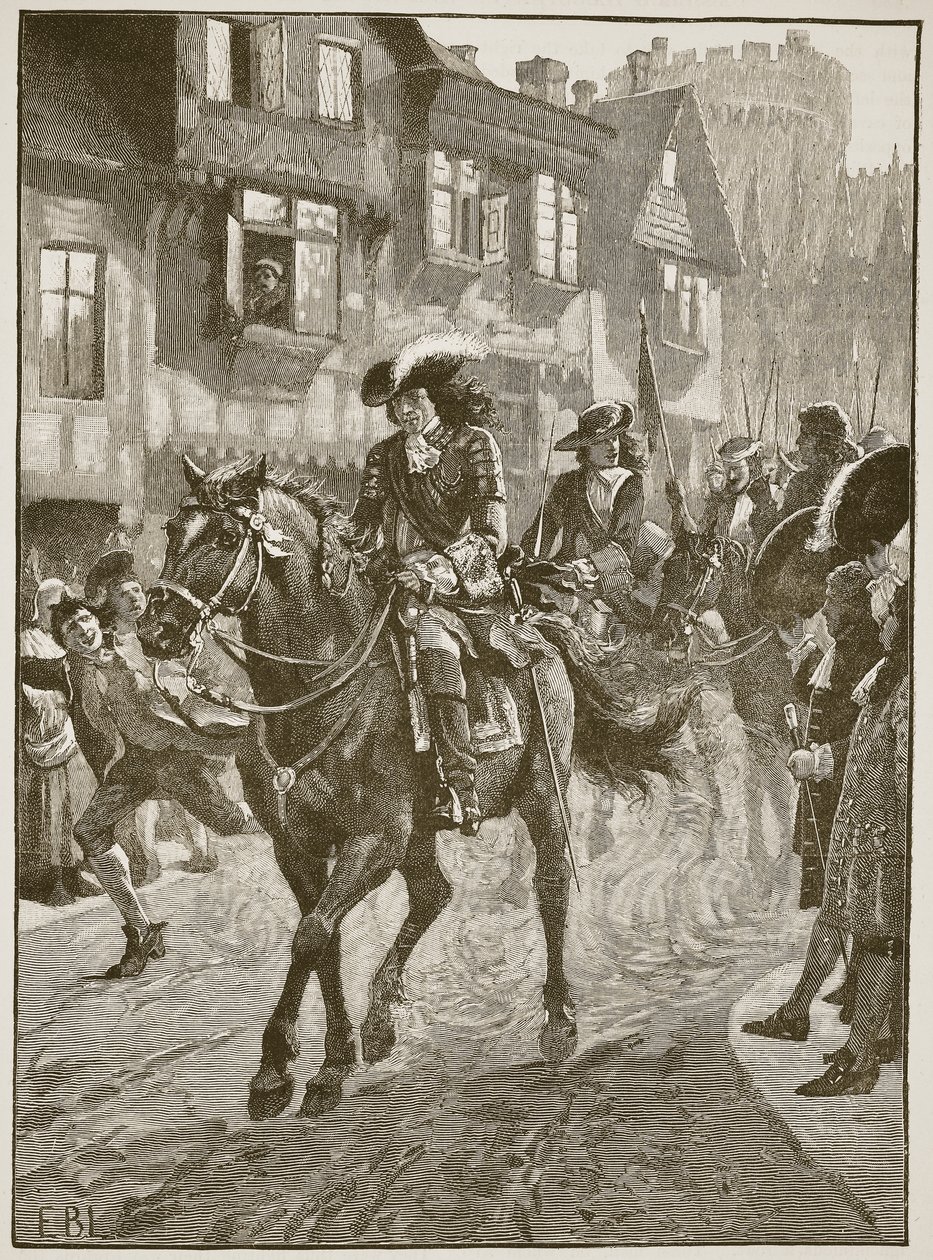 James entrant à Dublin après la bataille de la Boyne (illustration de Cassells Illustrated History of England) - English School