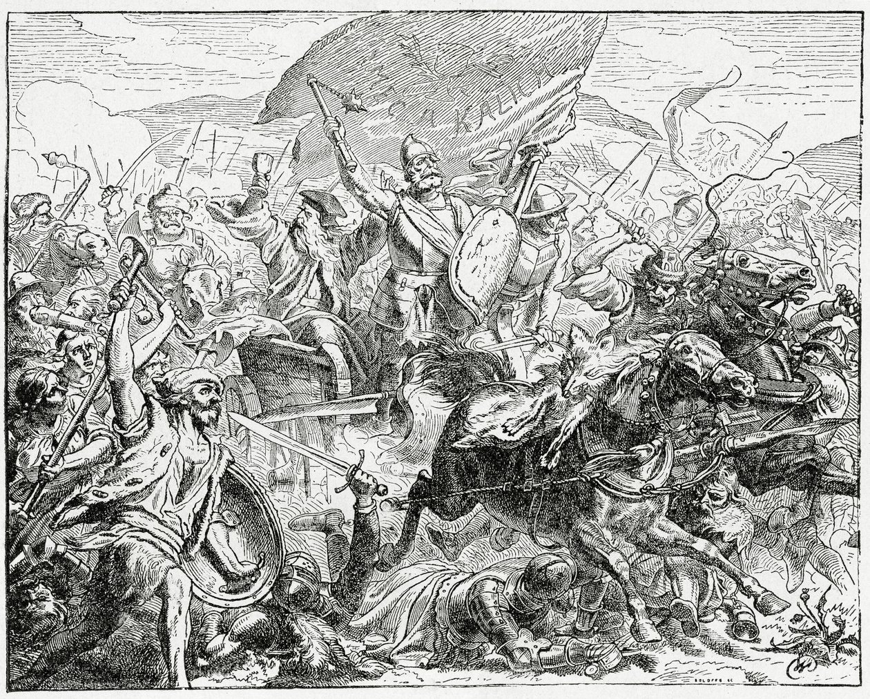 Jan Zizka du côté gagnant à la bataille de Grunwald en 1410, 1882 - English School
