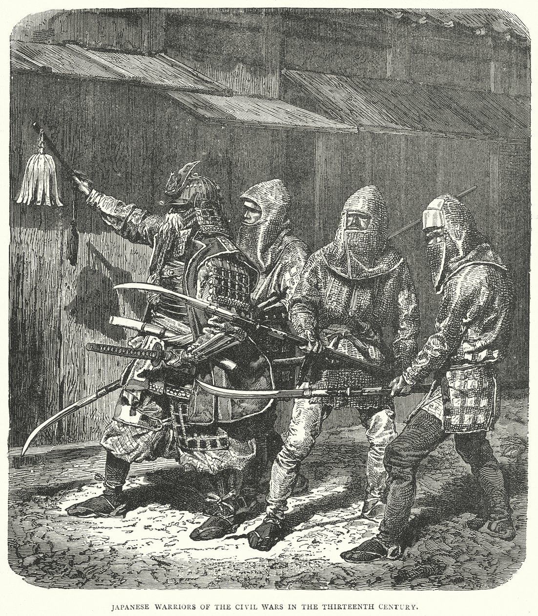 Guerriers japonais des guerres civiles du XIIIe siècle (gravure) - English School