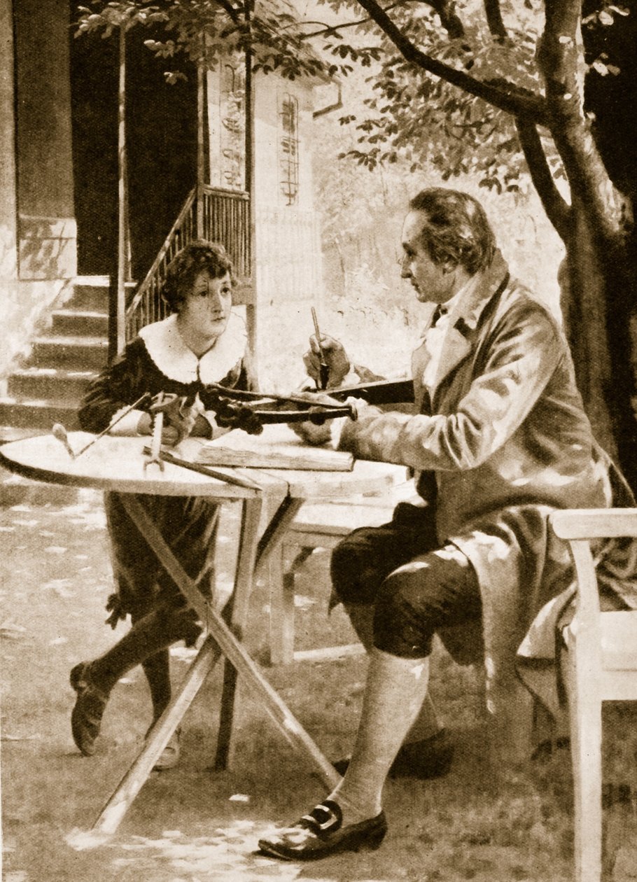 Johann Wolfgang von Goethe instruisant son fils, August, à tirer à l
