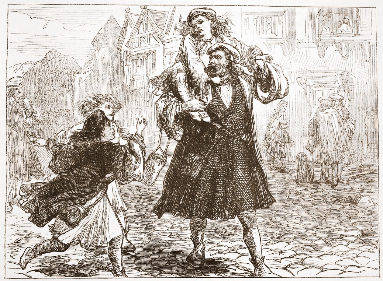 Jean Luther emmenant son fils à l
