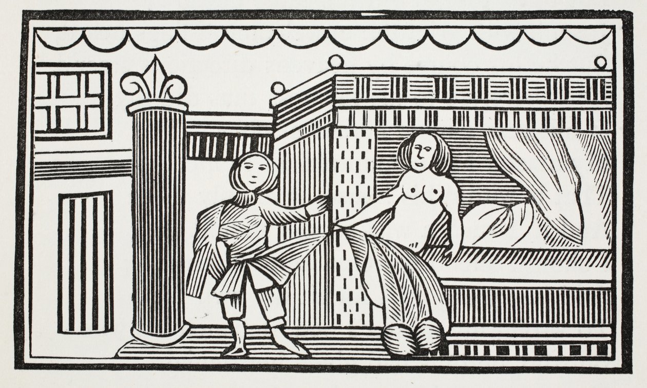 Joseph et sa maîtresse, illustration de Chap-books du XVIIIe siècle par John Ashton, pub. 1882 - English School