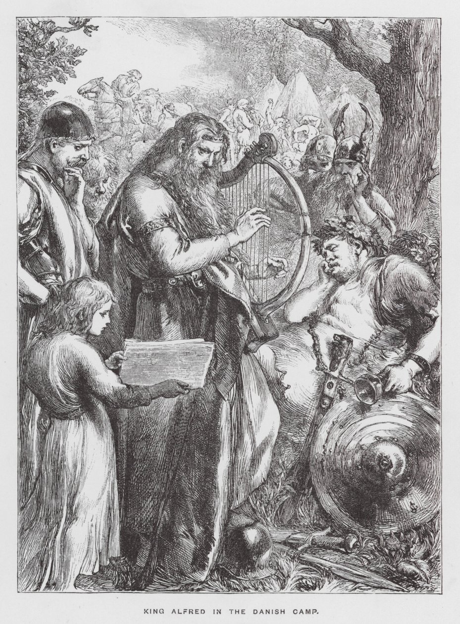 Le roi Alfred dans le camp danois (gravure) - English School