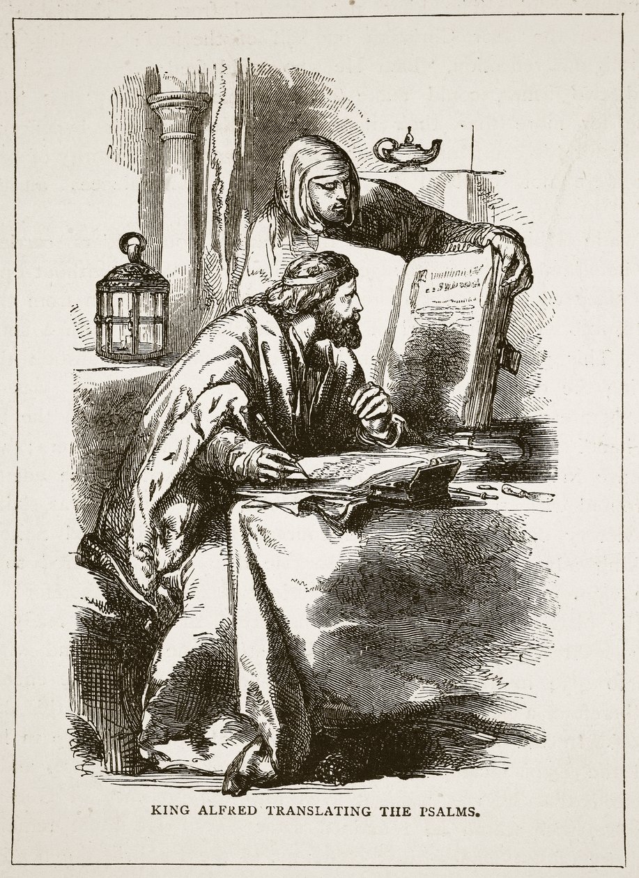 Le roi Alfred traduisant les Psaumes - English School