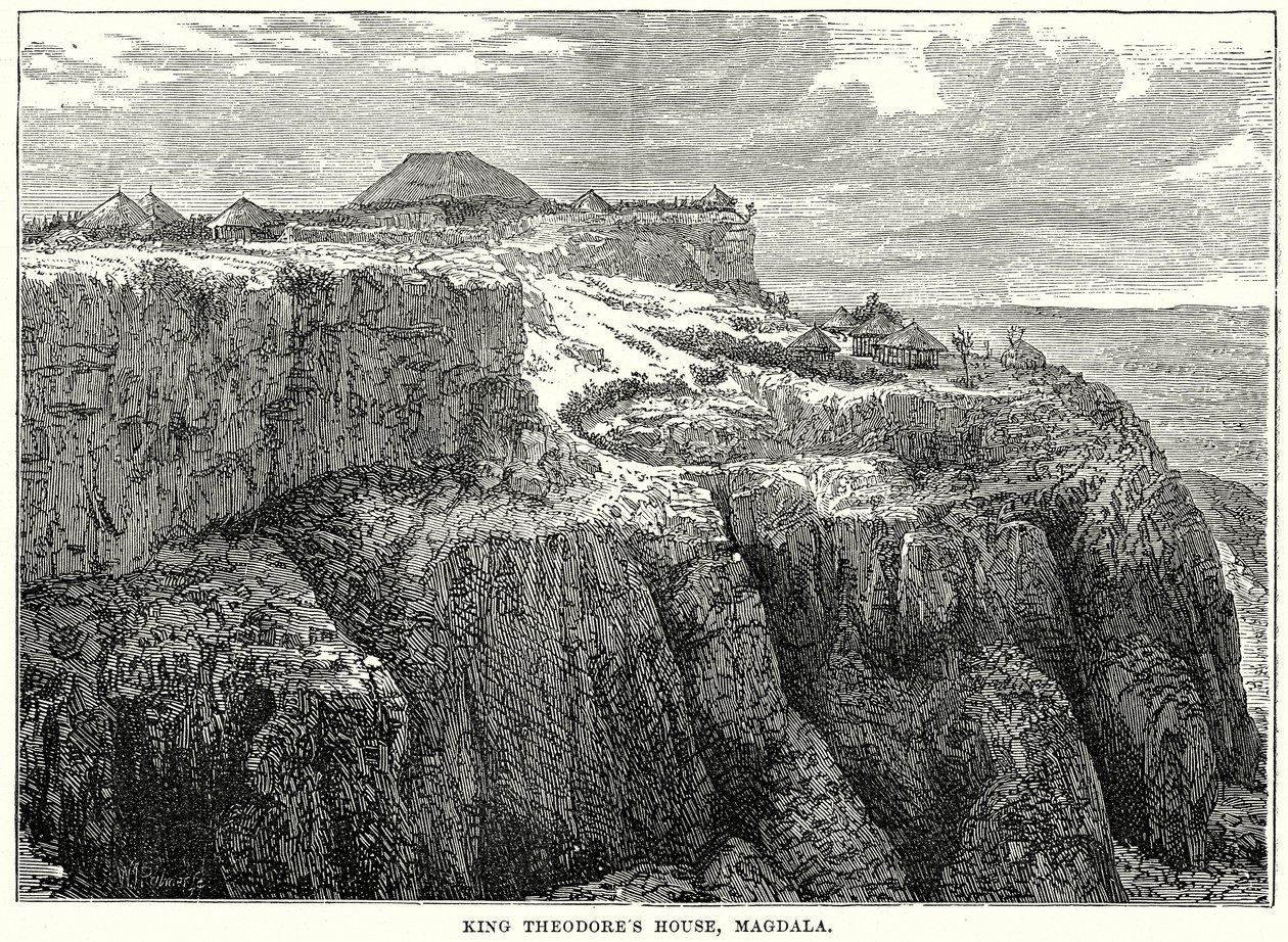 Maison du roi Théodore, Magdala (gravure) - English School
