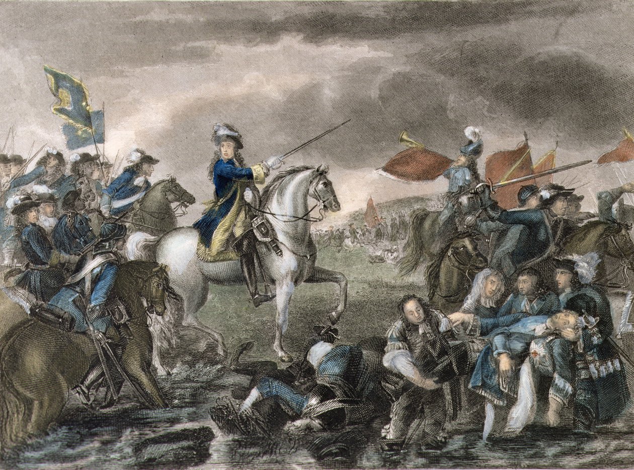 Le roi Guillaume III (1650-1702) à la bataille de la Boyne - English School