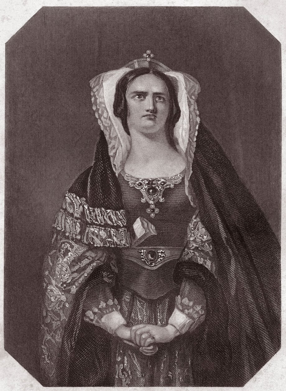 Lady Macbeth (Macbeth) dans - « Galerie des femmes de Shakespeare, collection de quarante-cinq portraits sérieux par les premiers artistes de Londres, enrichie de notices critiques et littéraires » vers 1838 - de « Galerie des femmes de Shakespeare » - English School