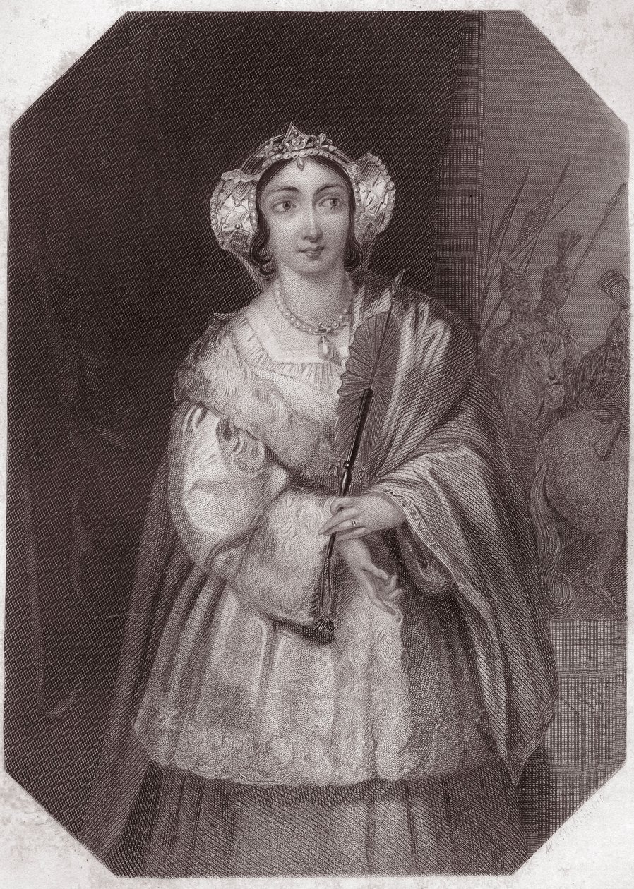 Lady Percy (Henri IV) - « Galerie des femmes de Shakespeare, collection de quarante-cinq portraits sérieux par les premiers artistes de Londres, enrichie de notices critiques et littéraires » vers 1838 - de « Galerie des femmes de Shakespeare » - English School