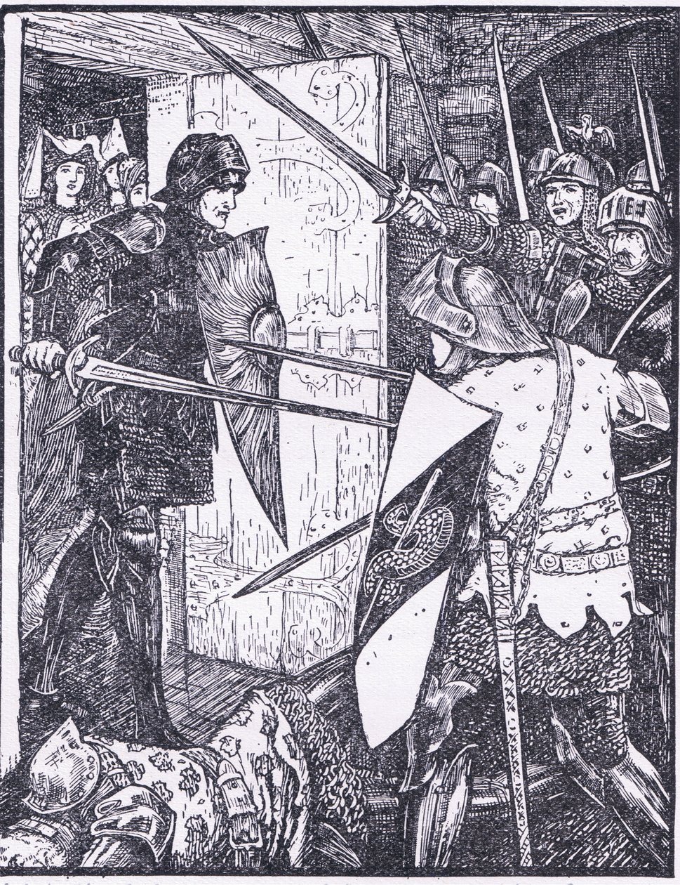 Lancelot sort de la chambre de Guenièvre, illustration de 