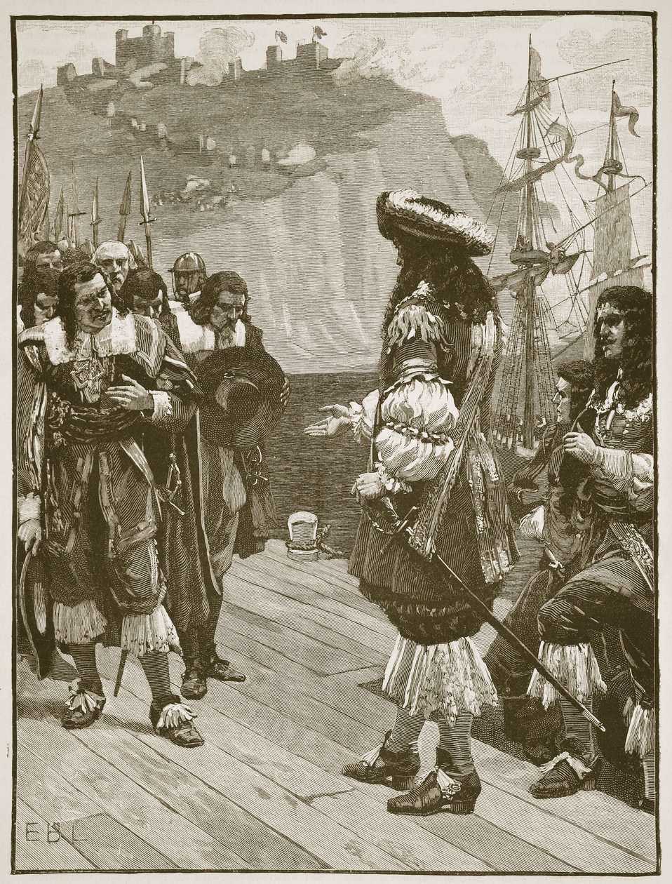 Débarquement de Charles II à Douvres, 26 mai 1660 (illustration de Cassells Illustrated History of England) - English School