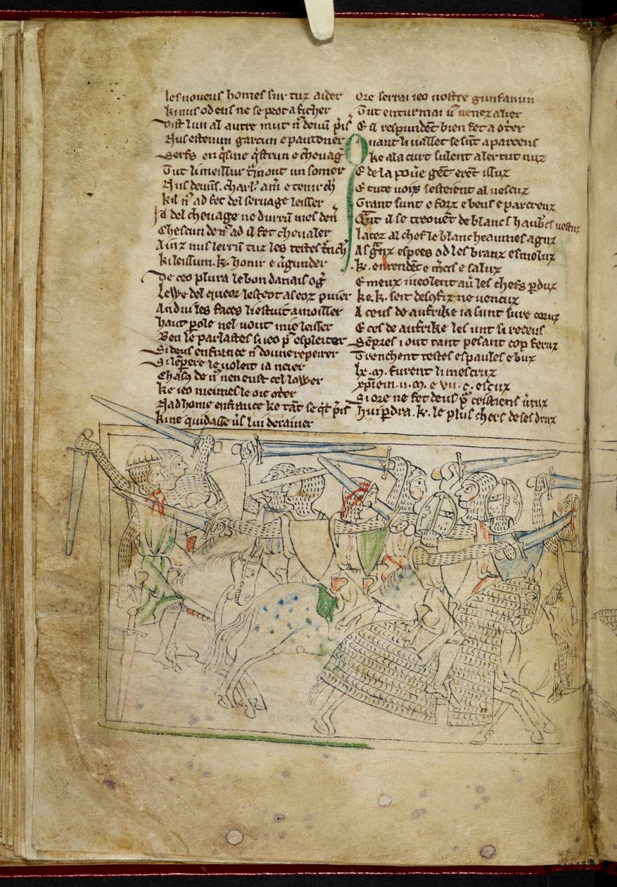 Lansdowne 782 f.26v Une bataille entre chevaliers montés, de 