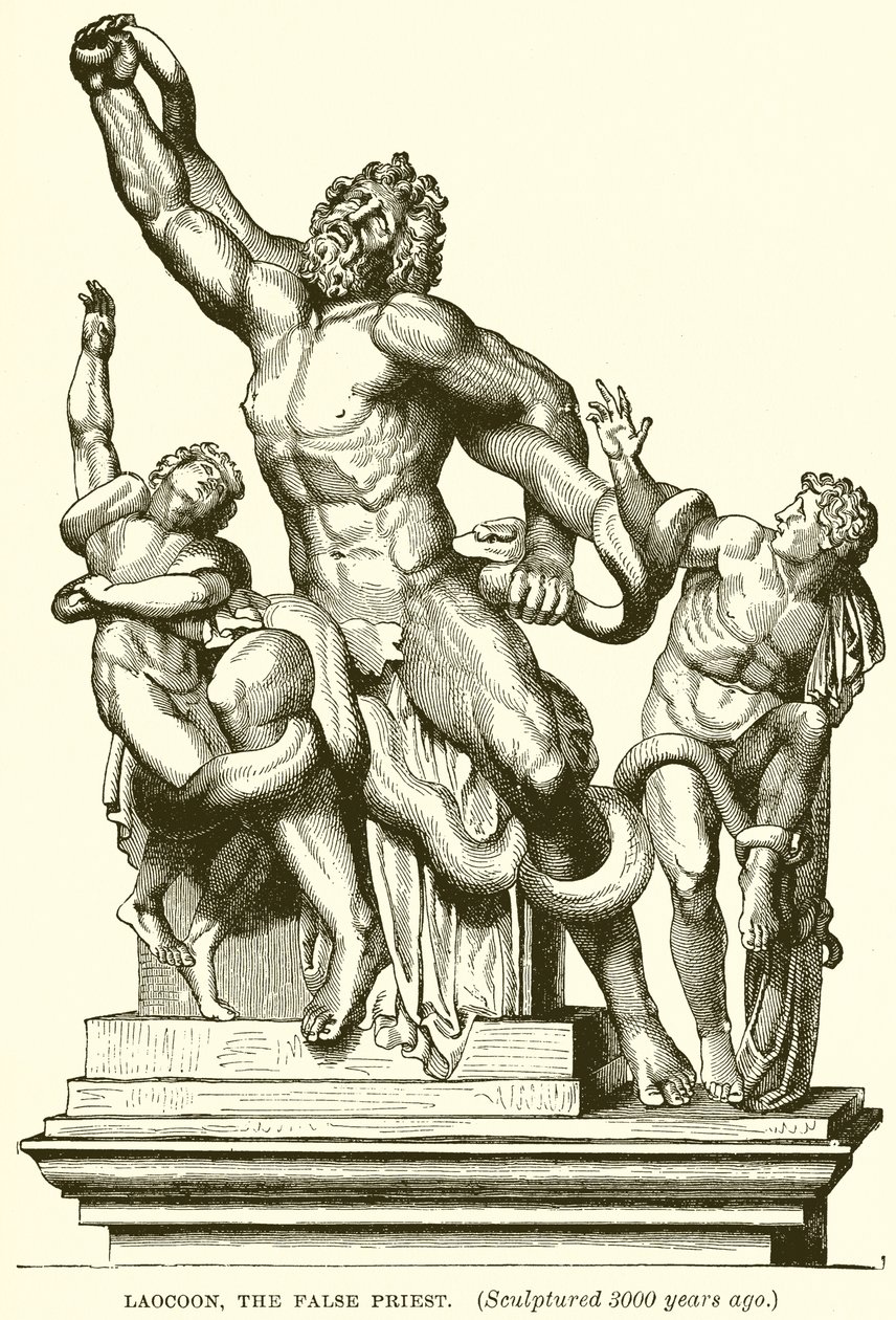 Laocoon, le faux prêtre. (Sculpté il y a 3000 ans) (gravure) - English School