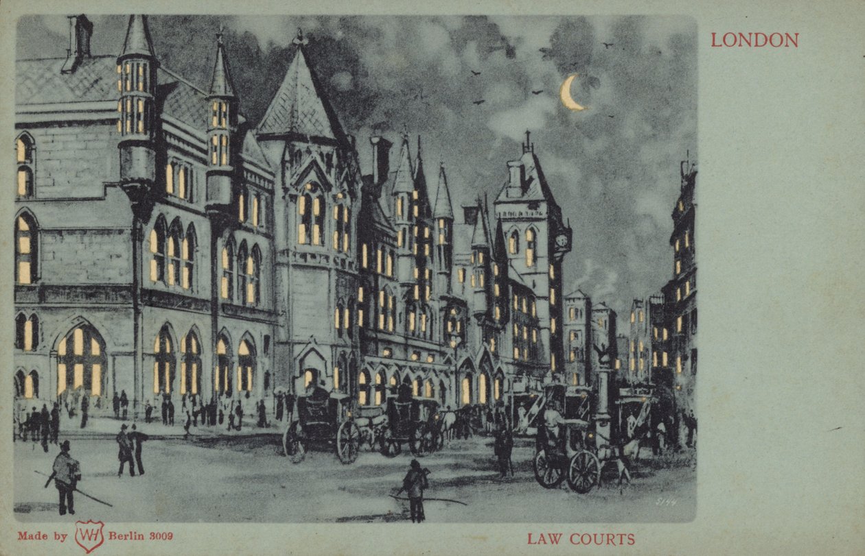 Law Courts, Londres (lithographie couleur) - English School