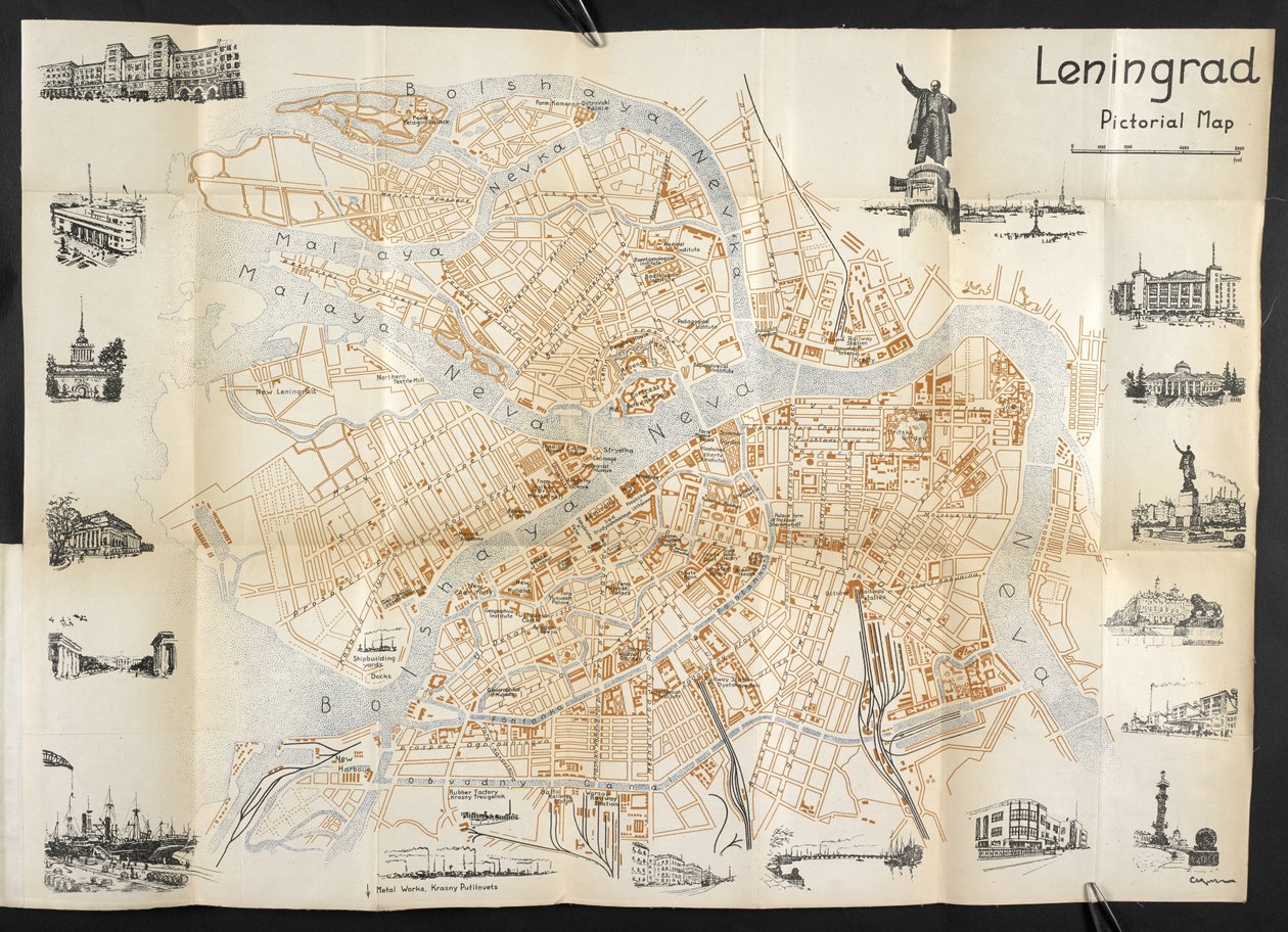 Leningrad, carte dépliante illustrée de 