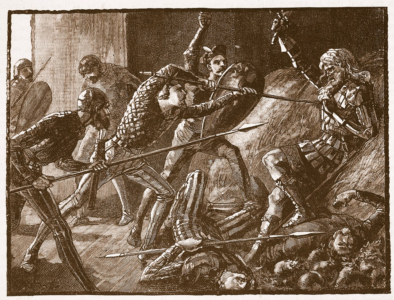 Le dernier combat de Llewelyn, illustration de Cassells Illustrated History of England - English School