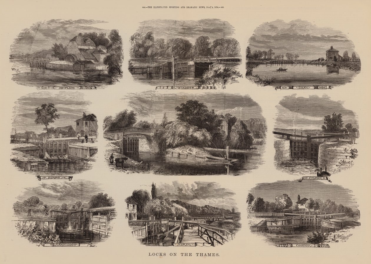 Écluse sur la Tamise (gravure) - English School