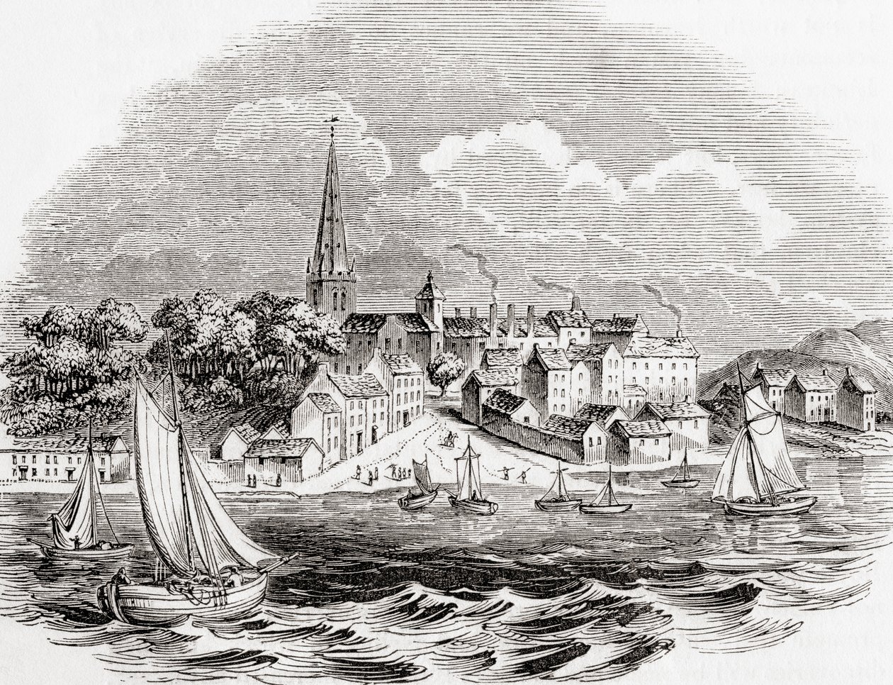 Londonderry, Irlande du Nord, tirée de Old England: A Pictorial Museum, pub. 1847 - English School