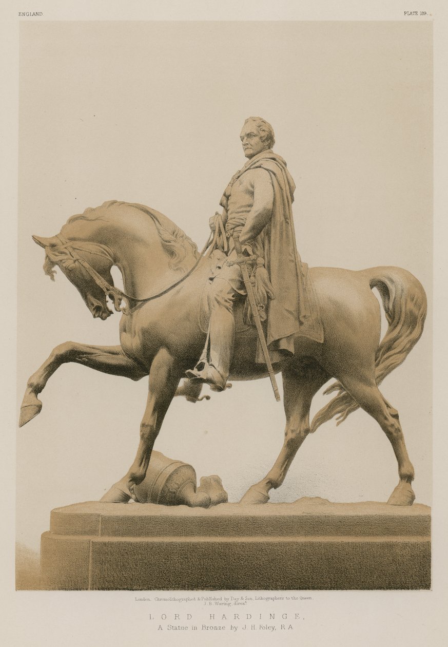 Lord Hardinge, une statue en bronze par J H Foley, R A (chromolitho) - English School