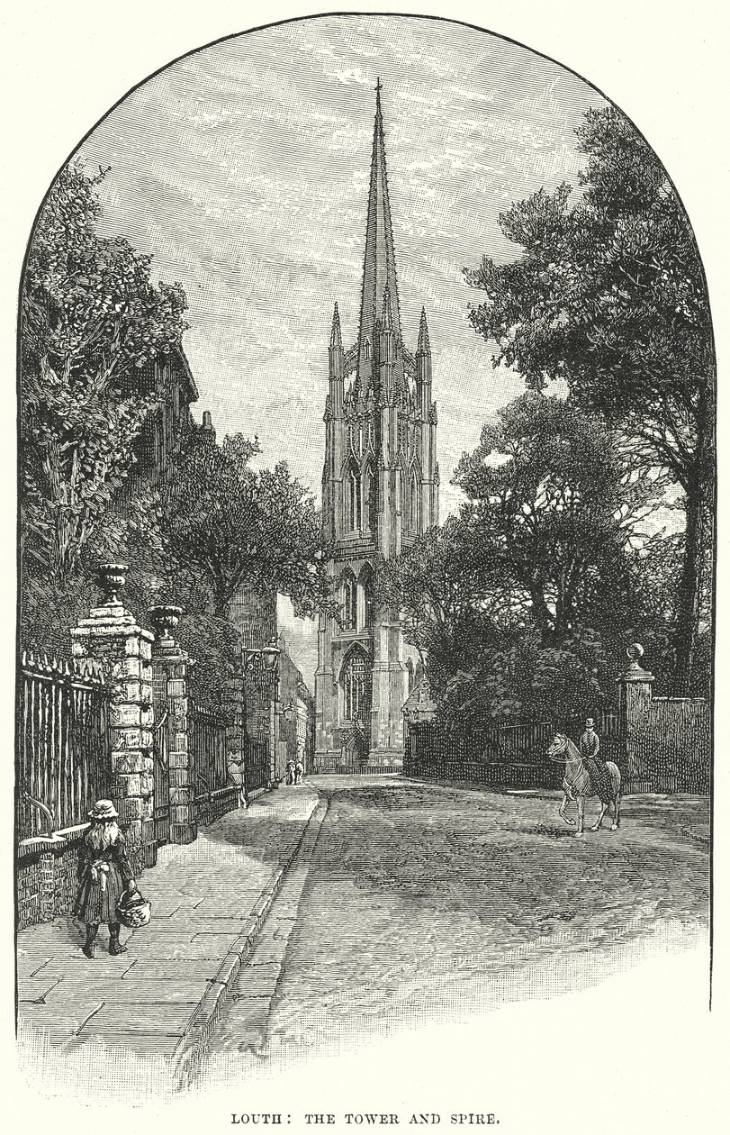 Louth : La tour et la flèche (gravure) - English School