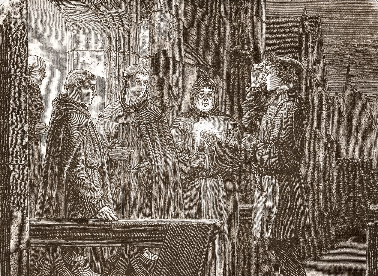 Luther entrant au couvent augustinien, illustration de L