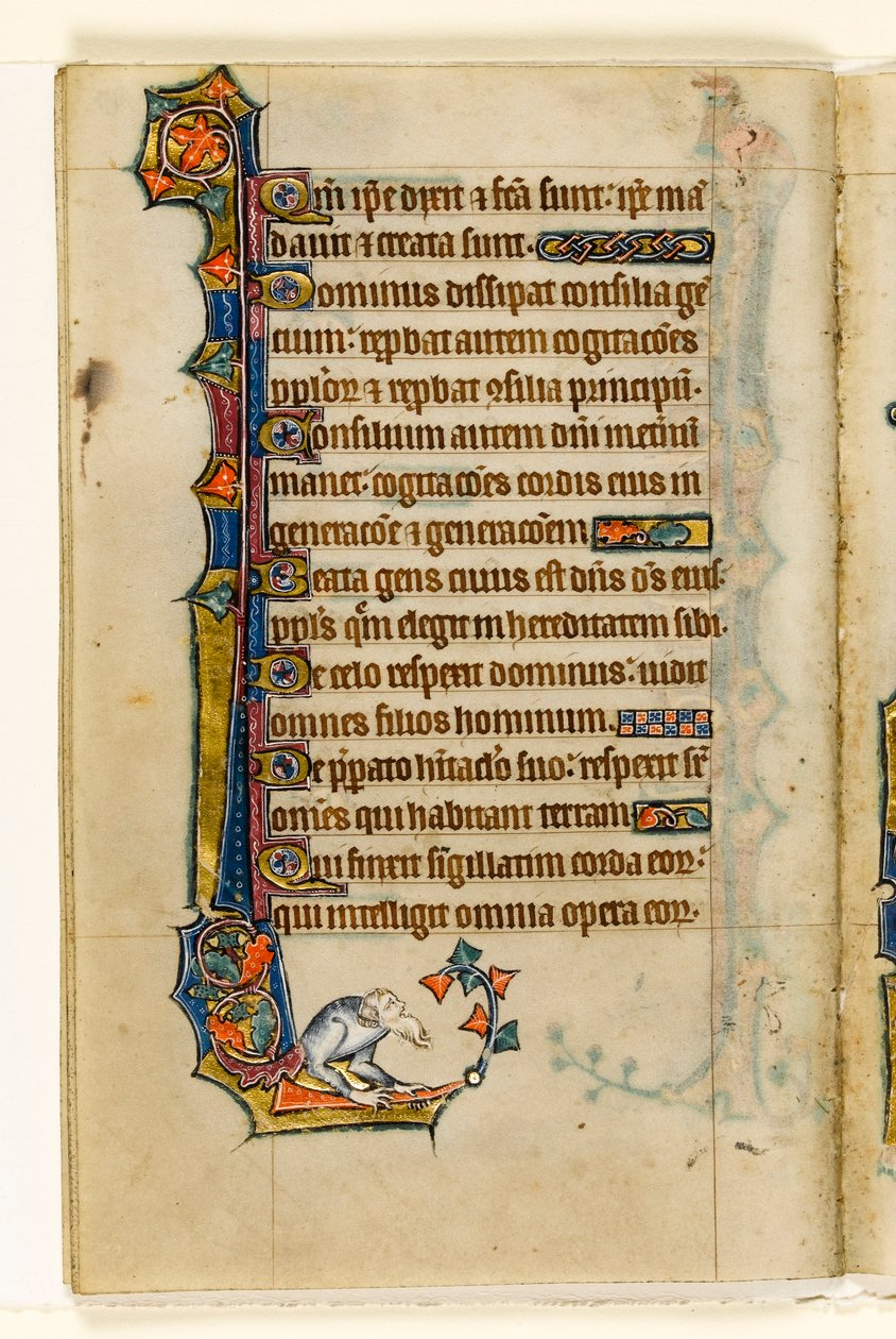 Un grotesque, décoration marginale du Psautier de Macclesfield, Usage de Sarum, East Anglia, vers 1330 - English School