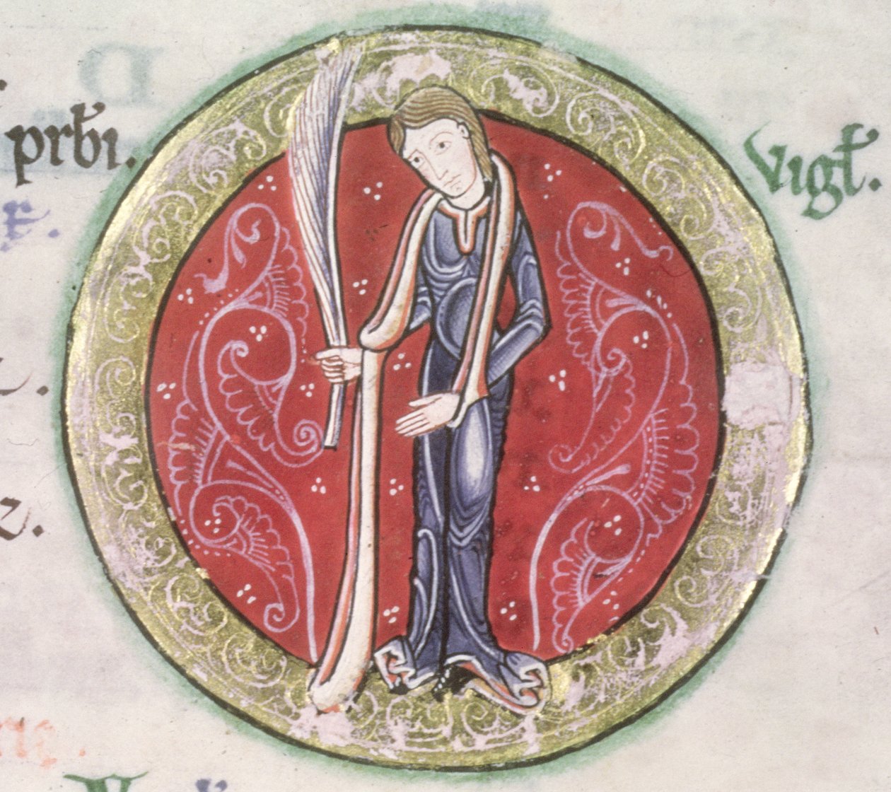 MS Hunter 229 f.4v Vierge, du Psautier Hunterian, c.1170 (détail) - English School