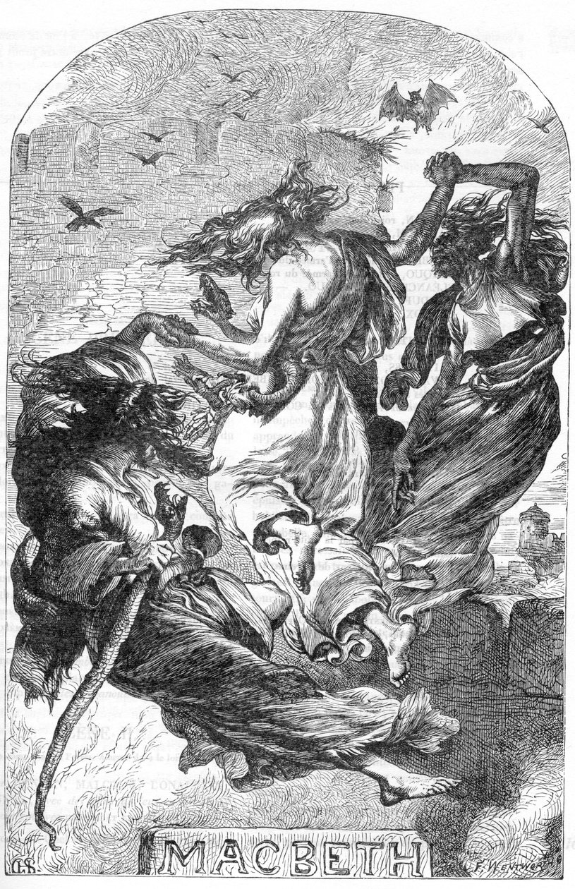 Macbeth - Illustration dans « Œuvres complètes de William Shakespeare » 1866 - Les illustrations et la forme générale de cette édition sont empruntées au Shakespeare illustré de Cassell, publié à Londres - English School