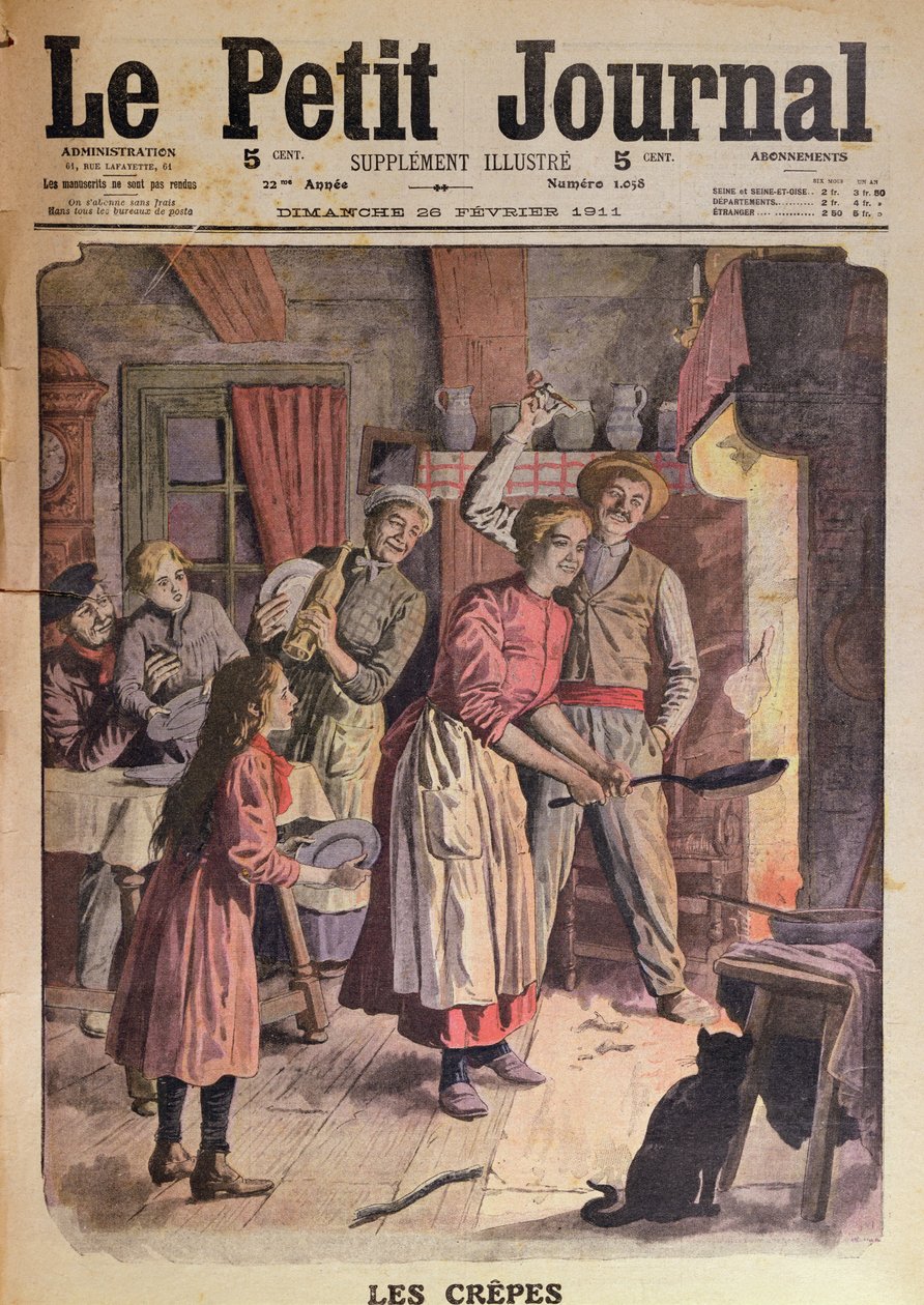 Faire des crêpes, illustration de Le Petit Journal, 26 février 1911 - English School