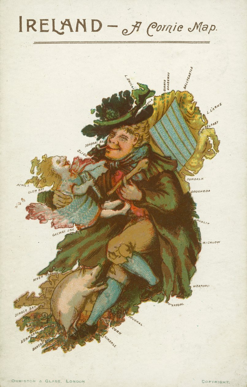 Homme, enfant et cochon en forme de carte de l