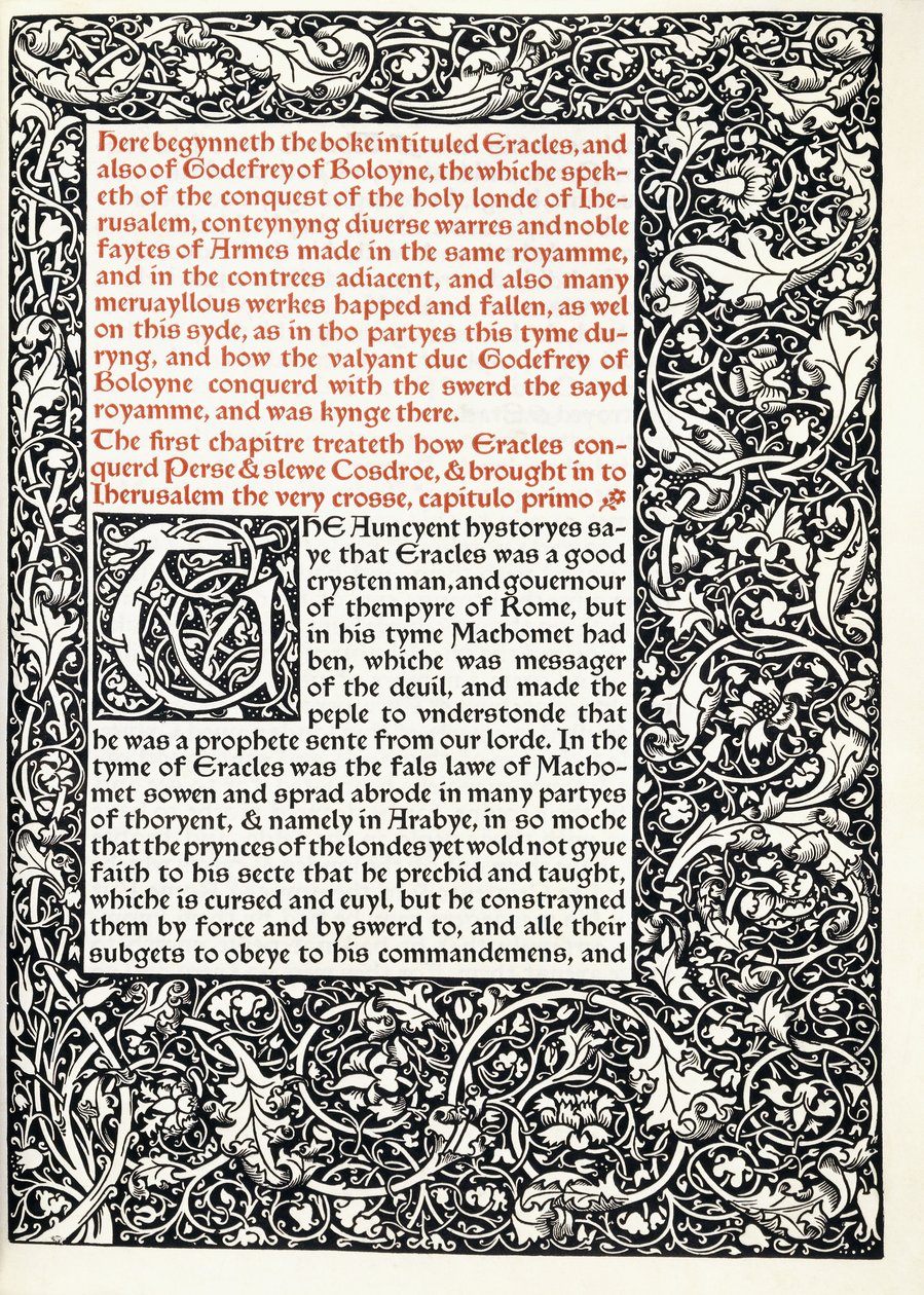 Manuscrit avec initiale historiée "G" et bordure pleine page, 1893 - English School