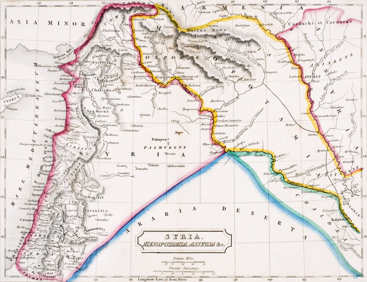 Carte de la Syrie, de la Mésopotamie, de l